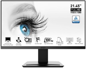 MSI 21.5 inch Full HD VA Panel with Eye-Friendly Screen, Anti-glare, VESA Mountable, Display Kit Support, Tilt-Adjustable Office Monitor (PRO MP223)