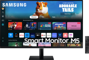 Samsung M5 68.58 cm (27 inch) Full HD VA Panel with Mouse & Keyboard Control, OTT Apps, IoT Hub, Office 365, Workout Tracker, Multiple Ports, Speakers, Remote, Bluetooth Smart Monitor (LS27DM500EWXXL)