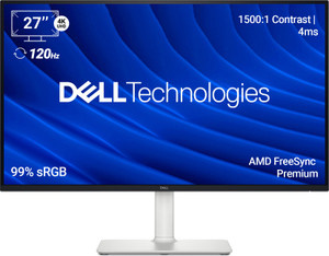 डेल एस सीरीज़ 68.58 cm (27 inch) XGA+ LED बैकलिट IPS पैनल with HDR10, 99% SRGB, 95% DCI-P3, 3000:1 Contrast Ratio, 300 nits Brightness, Dual 5W Speakers, HDMI X 2, DP 1.4, Height/Tilt/Slant Adjustable मॉनिटर (S2725QS)