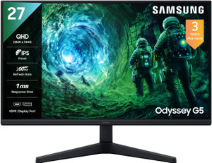 Samsung Odyssey G5 68.4 cm (27 inch) Quad HD LED Backlit IPS Panel with HDR10, FreeSync Premium, Ports-DP,2 HDMI,Headphone, Wall Mountable, Fast Gaming Gaming Monitor (LS27FG530EWXXL)
