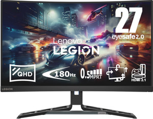 Lenovo 68.58 cm (27 inch) Curved Quad HD LED Backlit VA Panel with 99% sRGB, 1500R Curvature, 3Wx2 Speakers, 2xHDMI 2.1 TMDS, 1xDP 1.4, Tilt/Swivel/Pivot/Height Adjustable Gaming Monitor (Legion R27qc-30)