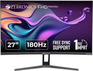 ZEBRONICS 68.58 cm (27 inch) Curved Full HD VA Panel with HDR10, DP, HDMI, 16.7 Million Colors, Inbuilt Speakers, Bezel-Less Design Gaming Monitor (ZEB-S27B)