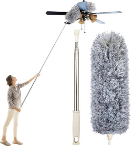 FUELBYTE Microfiber Feather Duster Bendable & Extendable Fan Cleaning Microfibre Brush Mop Head and Rod