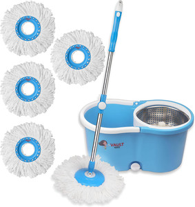 VAULT BHARAT Standing Pochha| Mop Bucket With Handle & Wheel | V56+4 Mop Set