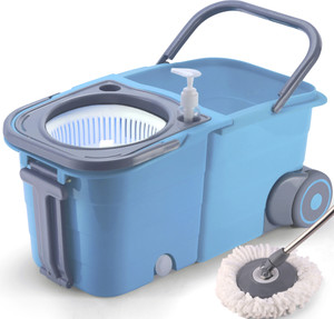 V-MOP Premium Blue Double Twin Bucket Mop Set (( 6 Months Warranty on Rod Set )) Wet & Dry Mop