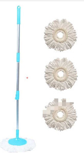 Mkpackaging Mop Rod Stick-360 Degree Head-Stainless Steel Rod, with 3 Microfiber Refill. Mop Set
