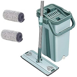 Flipkart SmartBuy Green Flat Small Mop Bucket Set with 2 Soft Refill Pads & Handle (32 cm X 12 cm) Flat Mop