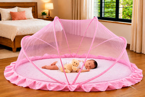 DAKTIS Baby Folding Mosquito net Light Pink Colour -- 0 to 24 month HDPE - High Density Poly Ethylene Washable Kids Mosquito Net