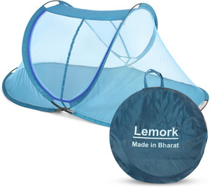 Lemork Polyester Adults Washable Mosquito Net For Single Bed With Base, Single Bed Mosquito Net With Base (Multi Colour)-Made In India Mosquito Net