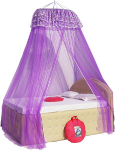 Homecute Decorative Canopy with Embroidery lase Hanging Double Bed Polyester Washable Adults Mosquito Net