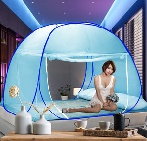 didhiti Polyester Adults Washable SKY BLUE-GLL machhardani window 6 x 6 feet mosquito net double bed machardani w Mosquito Net