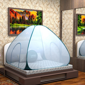 Lemork Polyester Adults Washable Mosquito Net for King Size Bed /Double Bed , Macchardani with Base(7X 7X5.5 feet) Colour:-Blue Mosquito Net