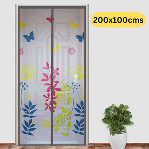 लाइफक्राफ्ट Door with Magnets | Color Floral Pattern with Background | पॉलिएस्टर एडल्ट के लिए बनाया गया मॉस्कीटो नेट