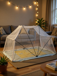 Comfortnet 60inchX78inch Cream Polyester Washable Adults Mosquito Net