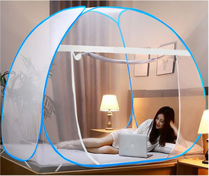 credicus Foldable Double Bed with Ventilation/Visibility & Free Saviours Polyester Washable Adults Mosquito Net