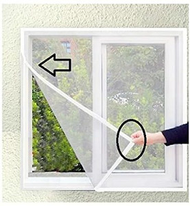 Divyanshi Polyester Adults Washable WINDOW MOSQUITO NET WHITE 3X3 Mosquito Net