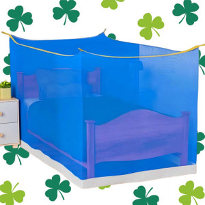 MINIKIDZ Polyester Adults Washable Double Bed Mosquito Net,(6X6.5 Feet) -Blue061 Mosquito Net