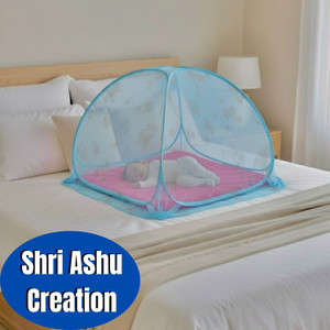 SRI ASHU CREATION Foldable Baby Mosquito Net For 0 to 36 Months Old baby with 3ftx3ftx2.5ft Size Polyester Washable Kids Mosquito Net