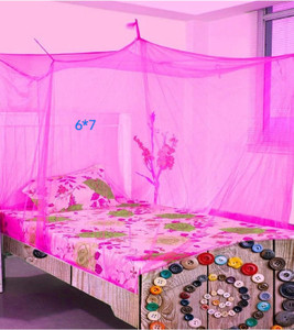 Adbra Polyester Adults Washable MONO MOSQUITO NET PINK SIZE 6X7-FT Mosquito Net