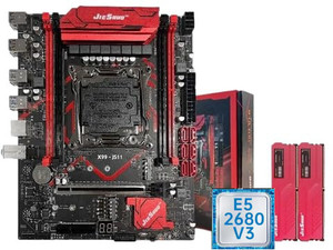 JieShuo x99 with e5 2680 v3 LGA 2011-v3Socket Mini-ATX Intel X99 Chipset DDR4 Motherboard for Desktop