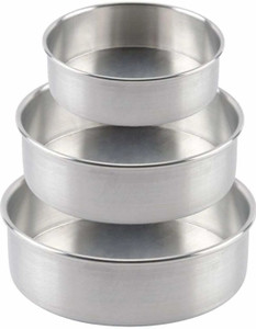 KUNWARSA Heavy Quality Round Aluminium Cake tins 6, 7 and 8 Inch Aluminium Cake Mould 3
