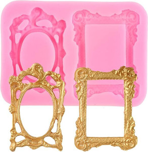 MYPRACS Fotolijsten siliconen mal fotolijst fondant mallen voor taart decoratie kauwgom pasta cupcake topper snoep chocolade polymeer klei set van 4