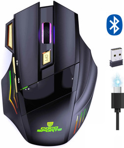 ELECTRO WOLF Dual Bluetooth+2.4 GHz Wireless Rechargeable |3200 DPI |7 Button |RGB LED Light Ambidextrous Optical  Gaming Mouse With Bluetooth