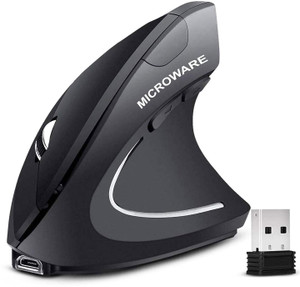 microware Rechargeable 2.4GHz Optical Vertical Wireless Mouse Wireless Optical  Gaming Mouse