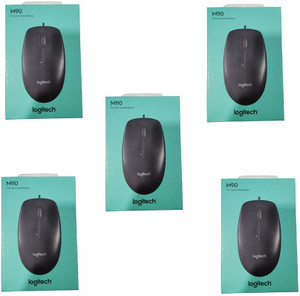 Logitech M90 / 1000 DPI Optical Tracking(Set of 5) Wired Ambidextrous Optical Mouse