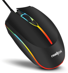 Frontech Wired USB Mouse with 3 Handy Buttons 1200 DPI MS-0068 Wired Ambidextrous Optical Mouse