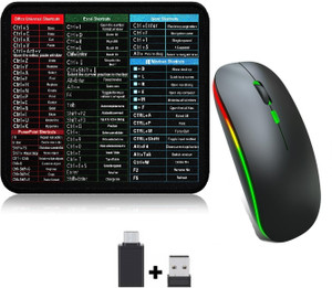 FKU ULTRA SLIM 2.4Ghz WIRELESS MOUSE WITH Blue Neon Cat Mousepad & TYPE C CONNECTER Wireless Ergonomic Optical Mouse  with Bluetooth