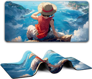 Bestor Anime Series Mouse Pad-Luffy Ocean Cliff Design Mouse Mat 60cmx34cm Non Slip Base Mousepad
