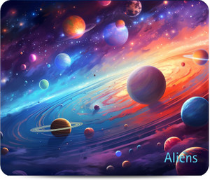 Aliens Gaming Mouse Pad, Precision, Non-Slip Rubber Base, Smooth Cloth Surface, Space Non Slip Base Mousepad