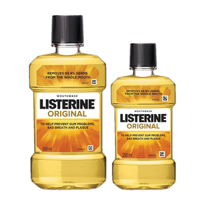 LISTERINE Original Mouthwash| Removes 99.9% germs| Home & Travel Combo - Mint