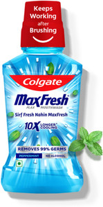 Colgate Maxfresh Plax Antibacterial Mouthwash, 24/7 Fresh Breath. - Peppermint Fresh