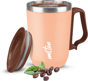 मिल्टन Cool Touch Coastal 350 Stainless Steel with Lid, Peach, Hot & Cold Beverages स्टेनलेस स्टील मग