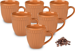 Urban Chef Listra Ceramic Handcrafted Shine- Microwave Safe Coffee / Milk with Handle Ideal Best For Self Use Or Gift for Friends, Anniversary, Birthday (Set of 6, 350 ML EACH) Ceramic Coffee Ceramic Coffee Mug