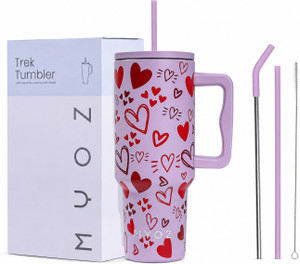 MYOZ Stainless Steel Vacuum Double Insulated Tumbler with Lid, Handle & Straw (MAUVE) Stainless Steel Tumbler