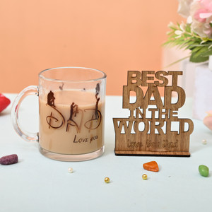 V Kraft LOVE YOU DAD TRANSPARENT CoffeeMug & wooden showpiece, Birthday, FATHER'S Day Ceramic Coffee Mug