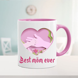 GIFT JAIPUR Best Mom Ever Pink Handle Birthday Mothers day Coffee Cup for maa mom mummy Ceramic Coffee Mug
