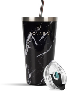 सोलारा Vacuum Insulated with Straw and Lid for Hot and Cold, Black Marble, स्टेनलेस स्टील मग