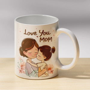 Kanak traders Love You Mom Printed Ceramic Coffee & Tea gift for mother Ceramic Coffee Mug