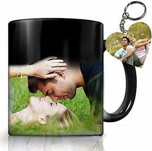 beautric personalized ceramic magic mug and keychain combo for birthday,anniversary gift Ceramic Coffee Mug