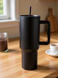 cropito 40oz Stainless Steel Tumbler with Straw & Lid Black - Image 6