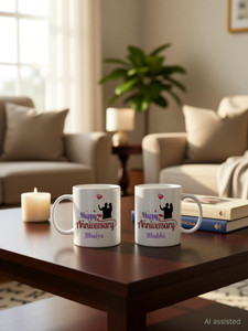 P89M Gift Happy Anniversary Bhaiya ,Bhabhi Couple Ceramic Coffee MUG Set of 2 Ceramic Coffee \Happy Anniversary Bhaiya And Bhabhi Cute Set Ceramic Coffee Mug