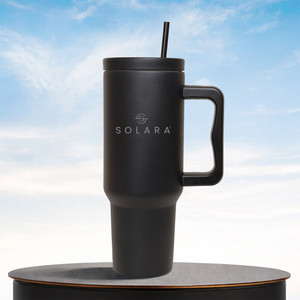 Solara Echo Insulated Tumbler with Lid and Straw, Hot & Cold, Travel,Gym, Black Knight, Stainless Steel Tumbler
