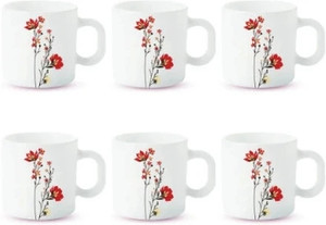 BOROSIL 6N 18CL CHRYS RED MUG SET Opalware Coffee Mug