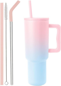 एस्लोरा 1200ML Tumbler with Handle and Straw Lid Double Insulated Cup Reusable स्टेनलेस स्टील मग