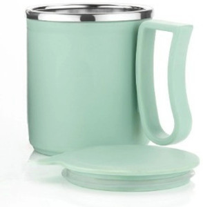 OFFYX Stainless Steel Tea Cup Stainless Steel Coffee with Lid (300 ml) (Green) Stainless Steel, Plastic Coffee Mug