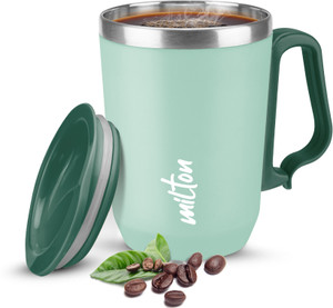 MILTON Cool Touch Coastal 350 Stainless Steel with Lid, Aqua Green Stainless Steel Coffee Mug